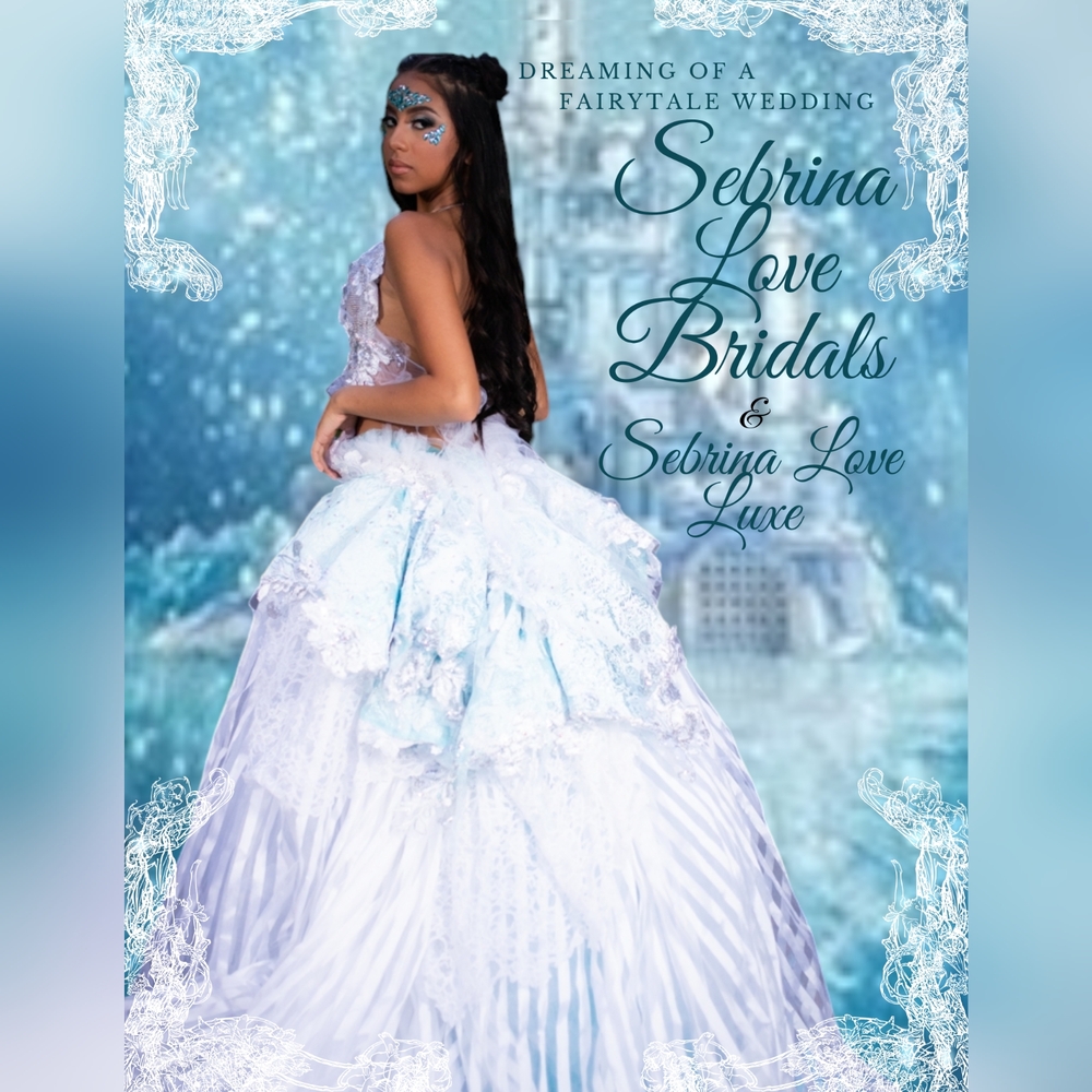 THANIA White & Blue Woodland Wedding Ballgown Set